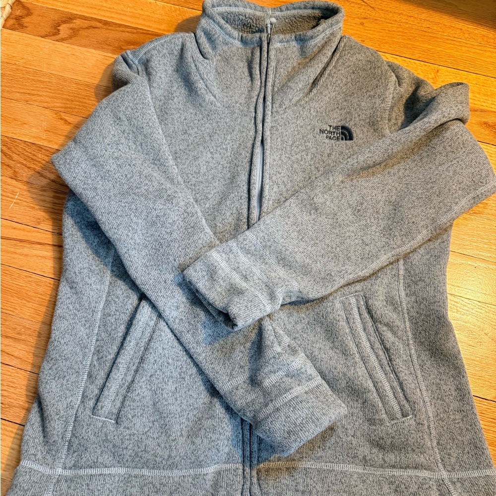 The North Face Gray Full Zip Fleece Jacket | Women’s Large | Cozy Lightweight